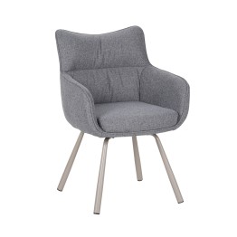 Fauteuil Pivotant Moderne à 360° avec Accoudoirs, Tissu Chinée et P...