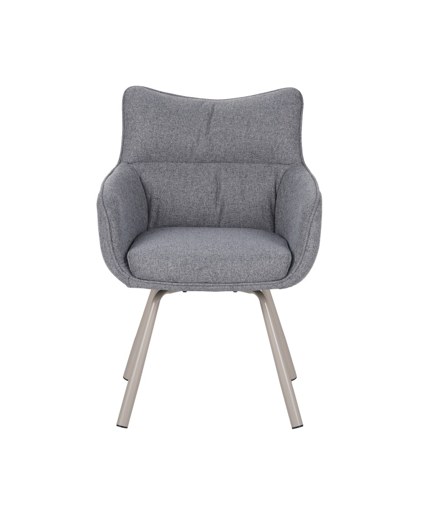 Fauteuil Pivotant Moderne à 360° avec Accoudoirs, Tissu Chinée et P... Fauteuil Pivotant Moderne à 360° avec Accoudoirs, Tissu Chinée et P...