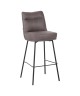 Comfortable Bar Stool in Grey Microfiber with Industrial Design