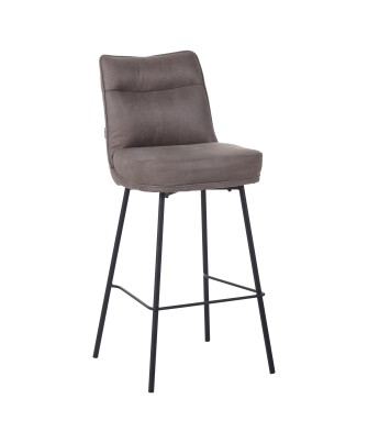 Tabouret de Bar Confortable en Microfibre Grise au Design Industriel