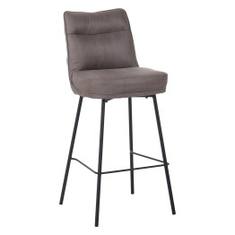 Tabouret de Bar Confortable en Microfibre Grise au Design Industriel
