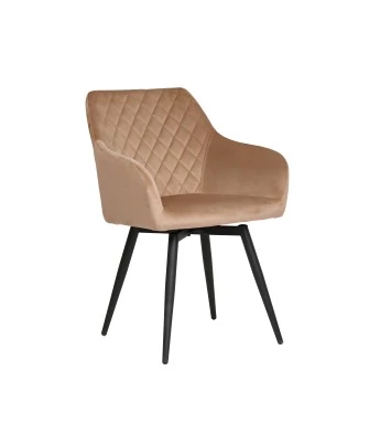 CARLO-SWI Swivel Quilted Velvet Dining Chair with Diamond Pattern