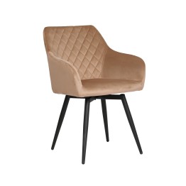 CARLO-SWI Swivel Quilted Velvet Dining Chair with Diamond Pattern
