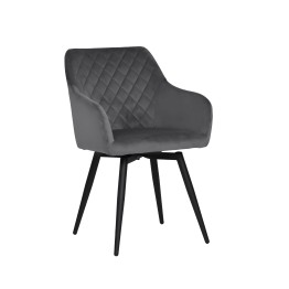 CARLO-SWI Swivel Quilted Velvet Dining Chair with Diamond Pattern
