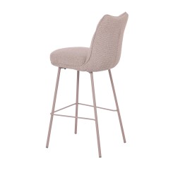 Contemporary Bar Stool with Backrest and Natural Taupe Bouclé Uphol...