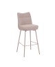 Contemporary Bar Stool with Backrest and Natural Taupe Bouclé Uphol...