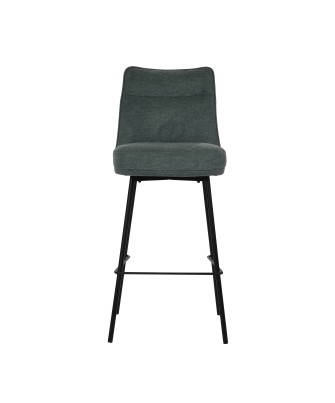 Contemporary Bar Stool with Backrest and Dark Grey Fabric Upholster...