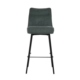 Contemporary Bar Stool with Backrest and Dark Grey Fabric Upholster...