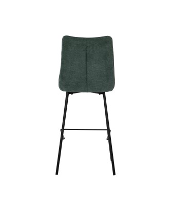 Contemporary Bar Stool with Backrest and Dark Grey Fabric Upholster...