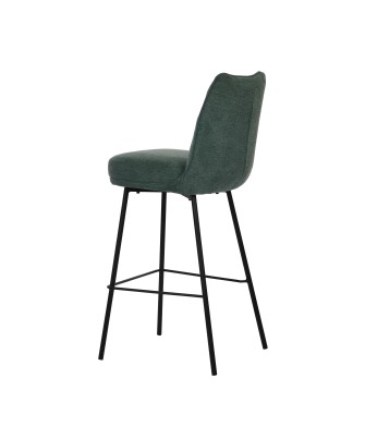 Contemporary Bar Stool with Backrest and Dark Grey Fabric Upholster...