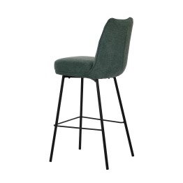 Contemporary Bar Stool with Backrest and Dark Grey Fabric Upholster...
