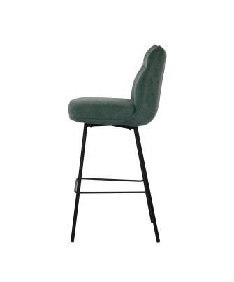 Contemporary Bar Stool with Backrest and Dark Grey Fabric Upholster...