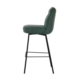 Contemporary Bar Stool with Backrest and Dark Grey Fabric Upholster...