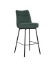 Contemporary Bar Stool with Backrest and Dark Grey Fabric Upholster...