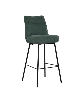 Contemporary Bar Stool with Backrest and Dark Grey Fabric Upholster...