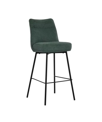Tabouret de bar contemporain avec dossier et revêtement en tissu gr...