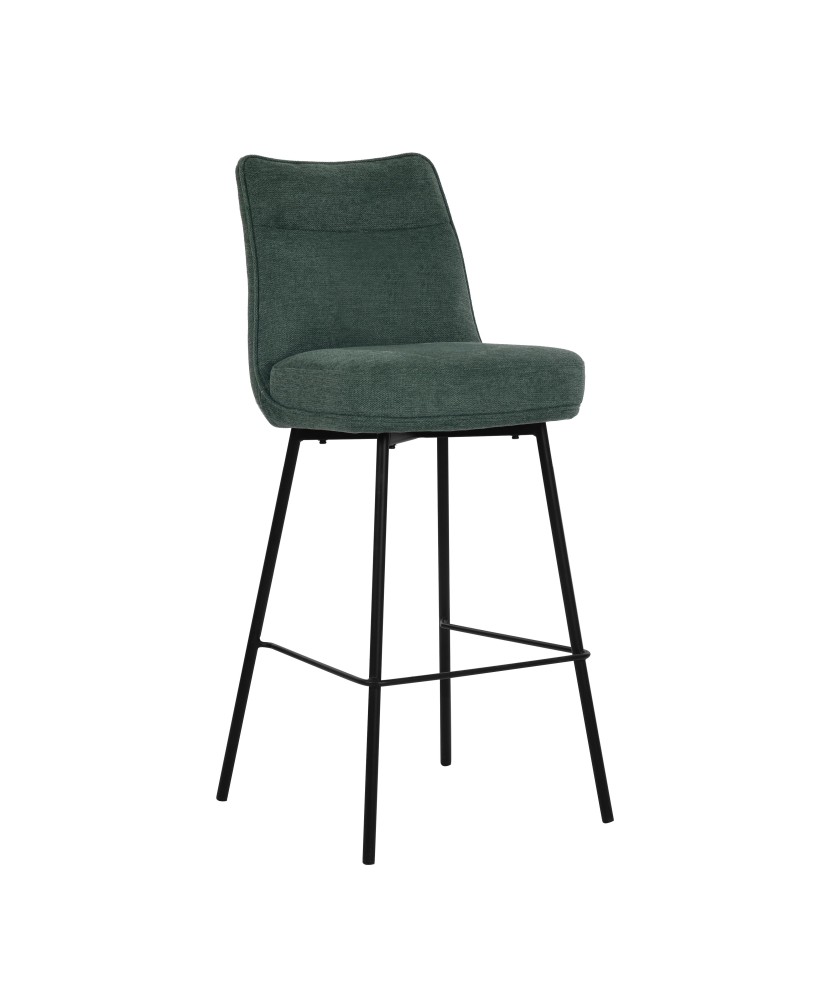 Contemporary Bar Stool with Backrest and Dark Grey Fabric Upholster... Contemporary Bar Stool with Backrest and Dark Grey Fabric Upholster...