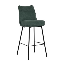 Contemporary Bar Stool with Backrest and Dark Grey Fabric Upholster...