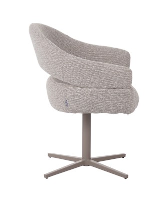 Fauteuil moderne pivotant à 360° en tissu texturé marron avec piète...