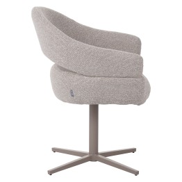 Fauteuil moderne pivotant à 360° en tissu texturé marron avec piète...