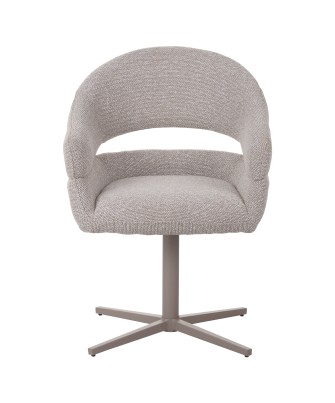 Fauteuil moderne pivotant à 360° en tissu texturé marron avec piète...