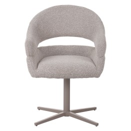 Fauteuil moderne pivotant à 360° en tissu texturé marron avec piète...