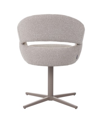 Fauteuil moderne pivotant à 360° en tissu texturé marron avec piète...