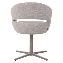 Fauteuil moderne pivotant à 360° en tissu texturé marron avec piète...
