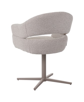 Fauteuil moderne pivotant à 360° en tissu texturé marron avec piète...