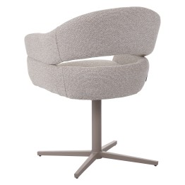 Fauteuil moderne pivotant à 360° en tissu texturé marron avec piète...