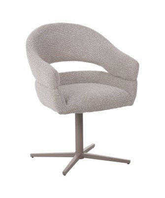 Fauteuil moderne pivotant à 360° en tissu texturé marron avec piète...