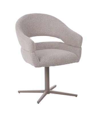 Fauteuil moderne pivotant à 360° en tissu texturé marron avec piète...