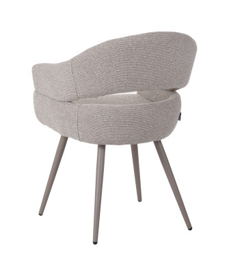 Modern accent armchair in textured brown fabric with fixed conical ...