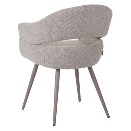 Modern accent armchair in textured brown fabric with fixed conical ...