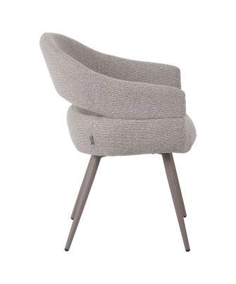 Modern accent armchair in textured brown fabric with fixed conical ...