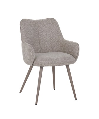 Fauteuil moderne en tissu texturé beige taupe avec piètement coniqu...