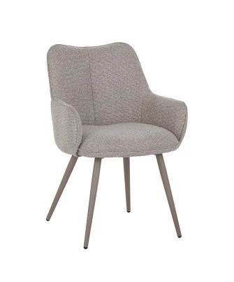 Fauteuil moderne en tissu texturé beige taupe avec piètement coniqu...