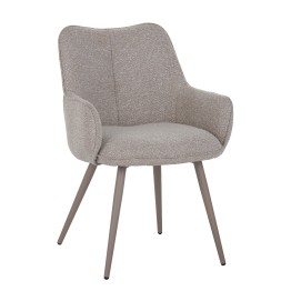 Fauteuil moderne en tissu texturé beige taupe avec piètement coniqu...