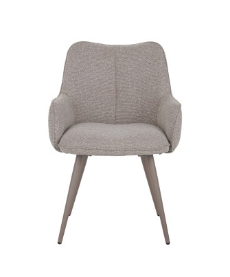 Fauteuil moderne en tissu texturé beige taupe avec piètement coniqu...