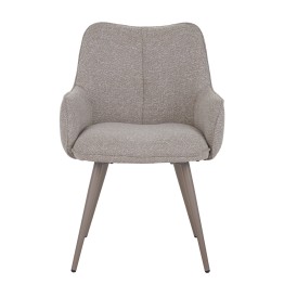 Fauteuil moderne en tissu texturé beige taupe avec piètement coniqu...