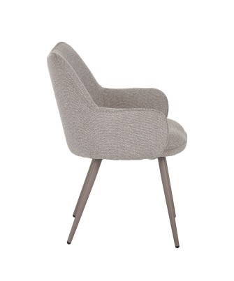 Fauteuil moderne en tissu texturé beige taupe avec piètement coniqu...