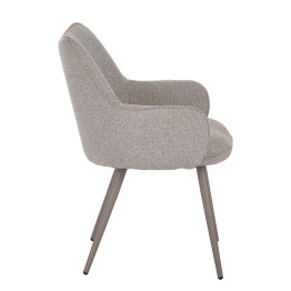 Fauteuil moderne en tissu texturé beige taupe avec piètement coniqu...