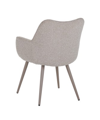 Fauteuil moderne en tissu texturé beige taupe avec piètement coniqu...