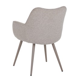 Fauteuil moderne en tissu texturé beige taupe avec piètement coniqu...