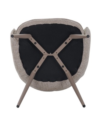Fauteuil moderne en tissu texturé beige taupe avec piètement coniqu...
