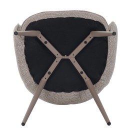 Fauteuil moderne en tissu texturé beige taupe avec piètement coniqu...