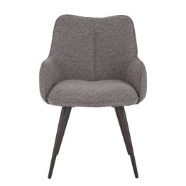 Fauteuil moderne en tissu texturé beige taupe avec piètement coniqu...