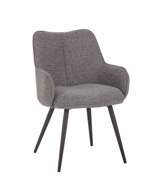 Fauteuil moderne en tissu texturé beige taupe avec piètement coniqu...