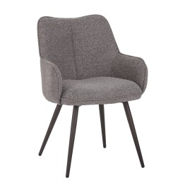 Fauteuil moderne en tissu texturé beige taupe avec piètement coniqu...