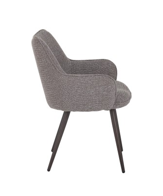 Fauteuil moderne en tissu texturé beige taupe avec piètement coniqu...